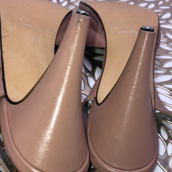 VINTAGE Nickels Made in Italy Pink Leather Upper Ankle Strap Heels Size 7 - Picture 7 of 7